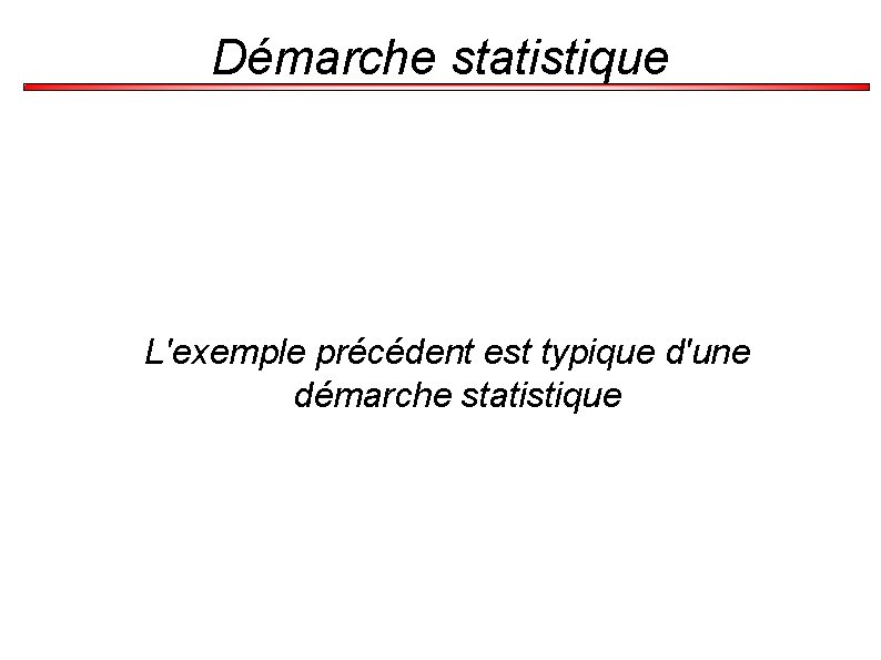 Démarche statistique L'exemple précédent est typique d'une démarche statistique 