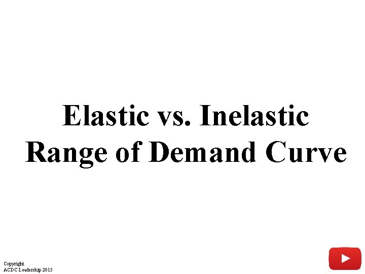 Elastic vs. Inelastic Range of Demand Curve Copyright ACDC Leadership 2015 27 