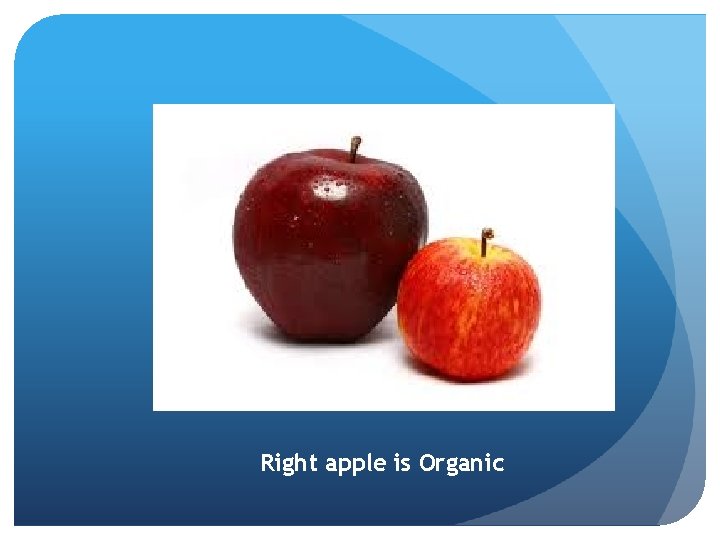 Right apple is Organic 