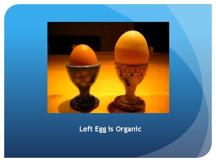 Left Egg is Organic 