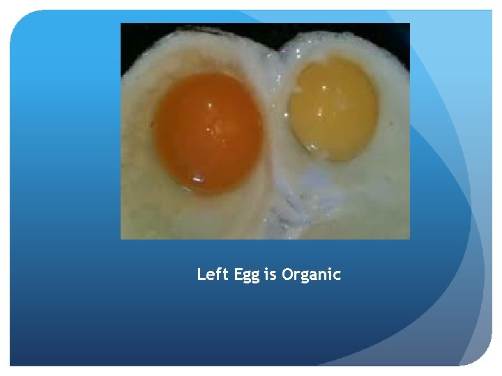 Left Egg is Organic 