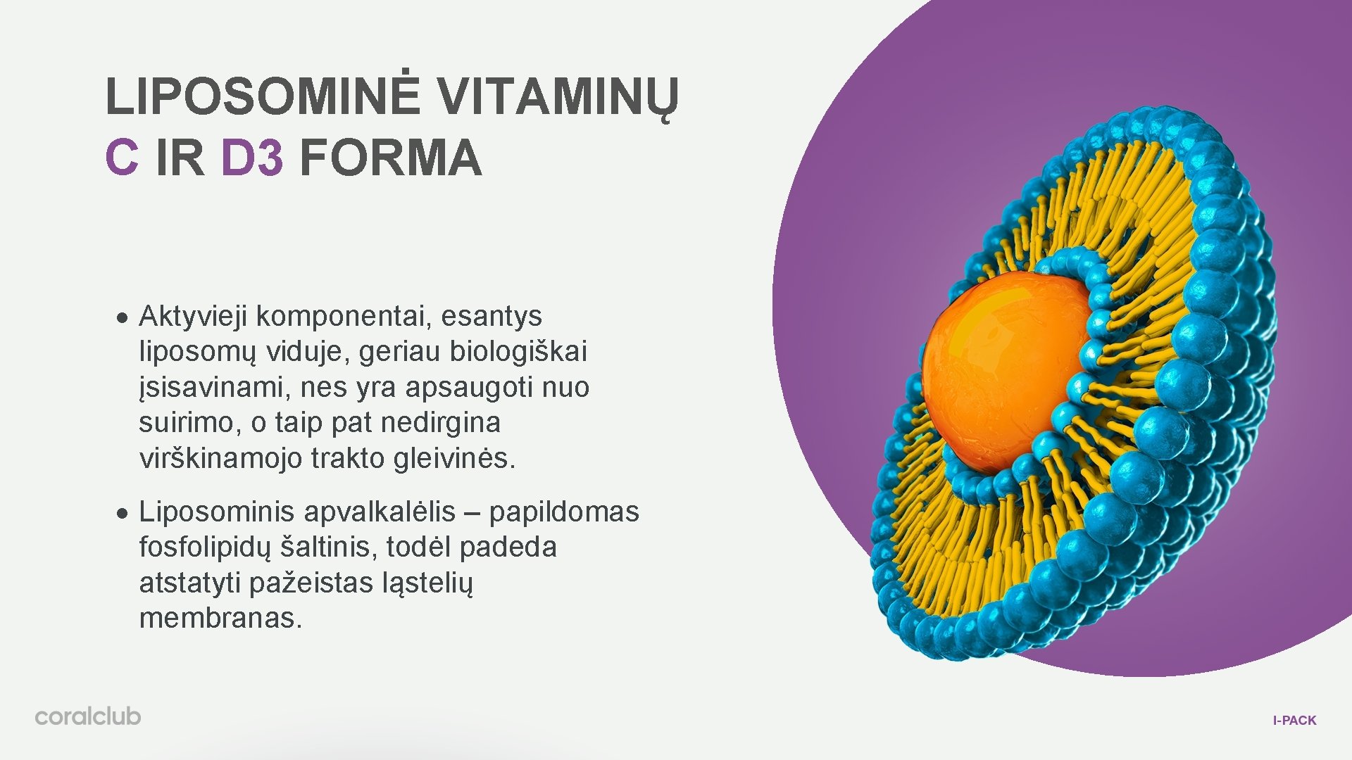 LIPOSOMINĖ VITAMINŲ С IR D 3 FORMA Aktyvieji komponentai, esantys liposomų viduje, geriau biologiškai