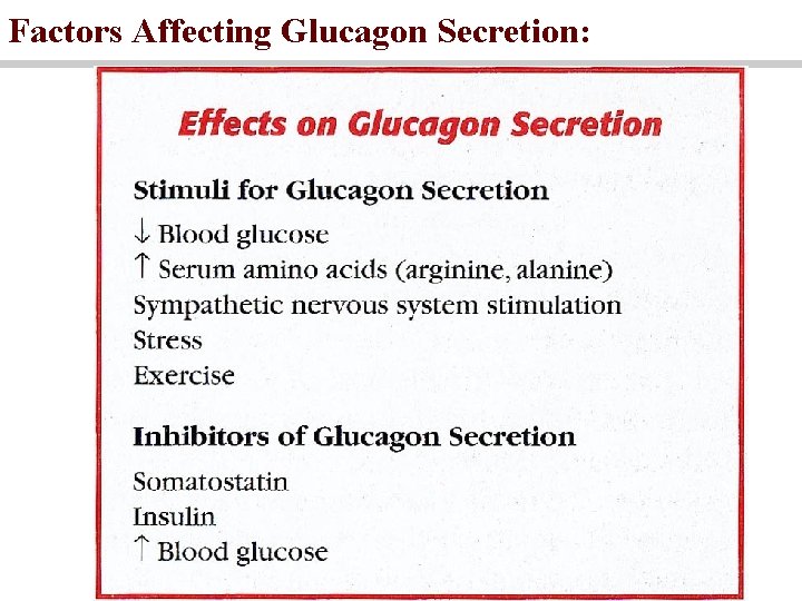 Factors Affecting Glucagon Secretion: 