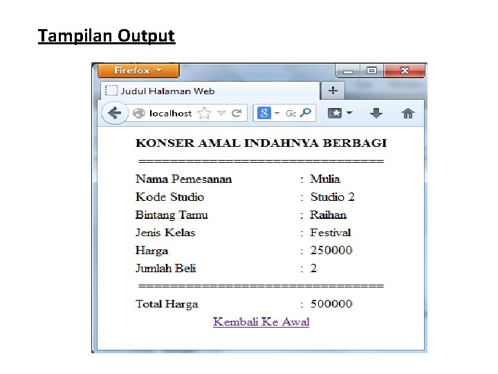 Tampilan Output 