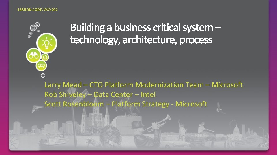 SESSION CODE: WSV 202 Larry Mead – CTO Platform Modernization Team – Microsoft Rob