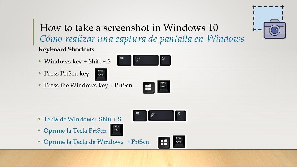 How to take a screenshot in Windows 10 Cómo realizar una captura de pantalla