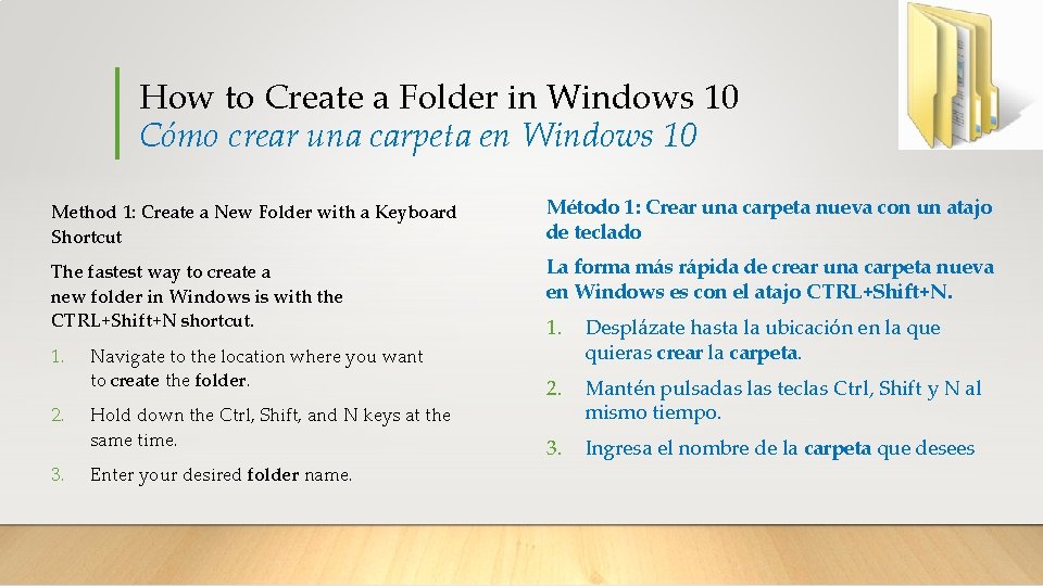 How to Create a Folder in Windows 10 Cómo crear una carpeta en Windows