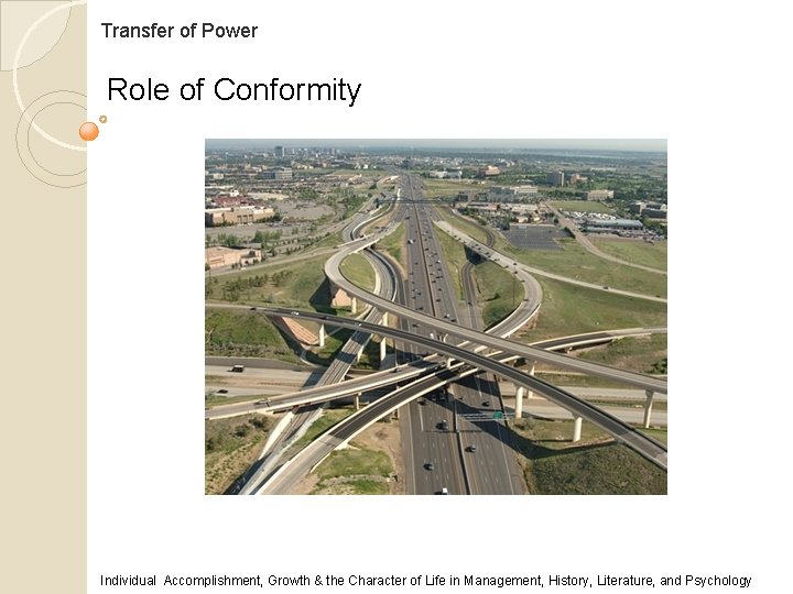 Transfer of Power Role of Conformity Individual Accomplishment, Growth & the Character of Life