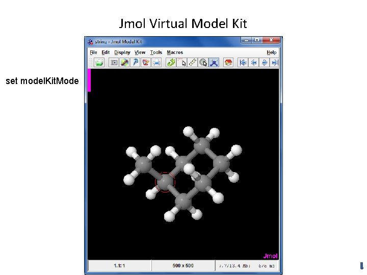 Jmol Virtual Model Kit set model. Kit. Mode 
