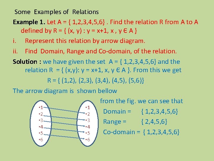 Some Examples of Relations Example 1. Let A = { 1, 2, 3, 4,