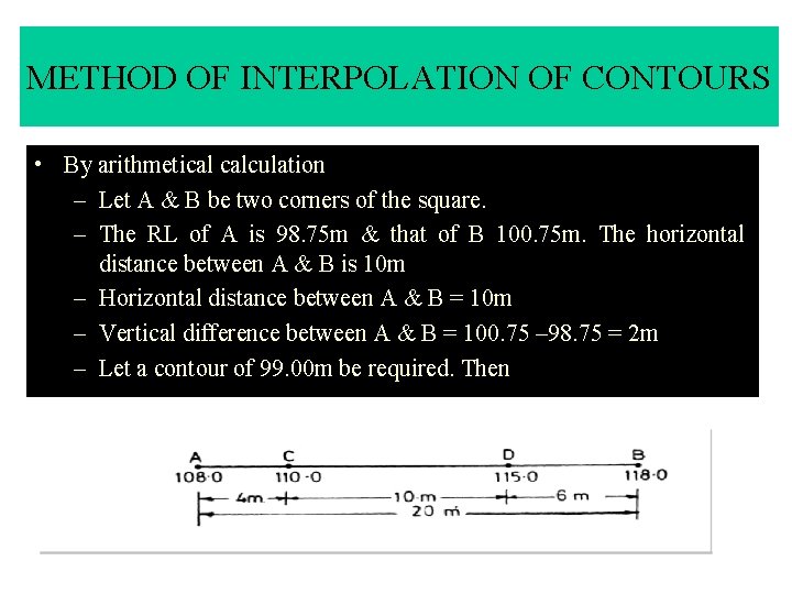 METHOD OF INTERPOLATION OF CONTOURS • By arithmetical calculation – Let A & B