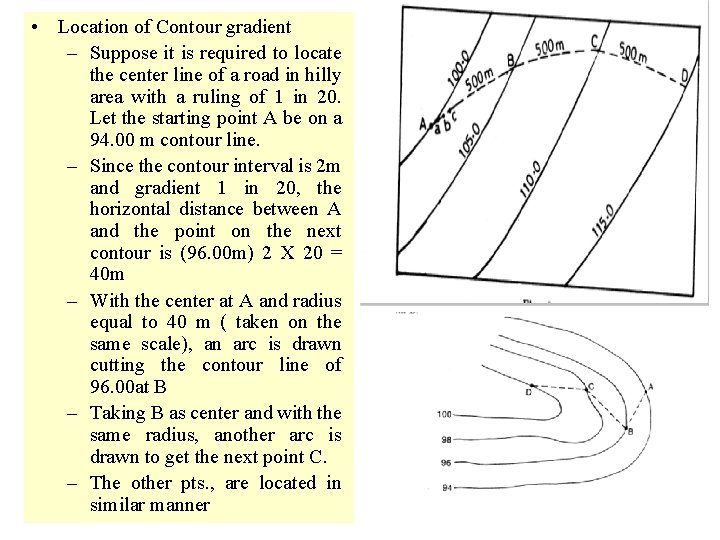  • Location of Contour gradient – Suppose it is required to locate the