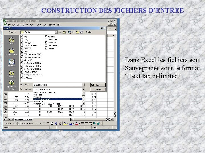 CONSTRUCTION DES FICHIERS D’ENTREE Dans Excel les fichiers sont Sauvegrades sous le format “Text CONSTRUCTION DES FICHIERS D’ENTREE Dans Excel les fichiers sont Sauvegrades sous le format “Text