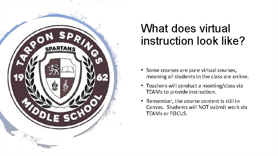 What does virtual instruction look like? • Some courses are pure virtual courses, meaning