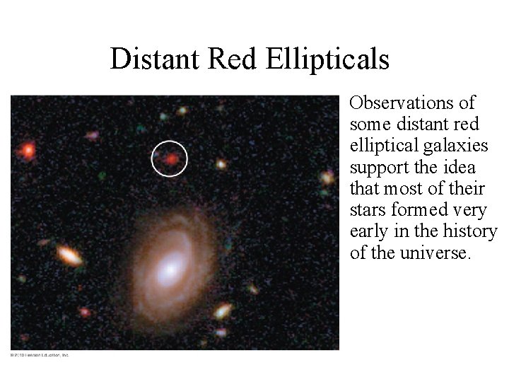 Distant Red Ellipticals Observations of some distant red elliptical galaxies support the idea that