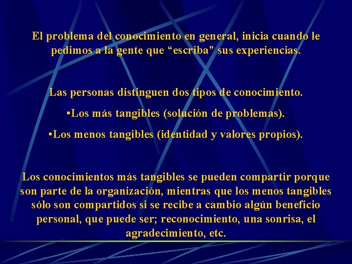 El problema del conocimiento en general, inicia cuando le pedimos a la gente que El problema del conocimiento en general, inicia cuando le pedimos a la gente que