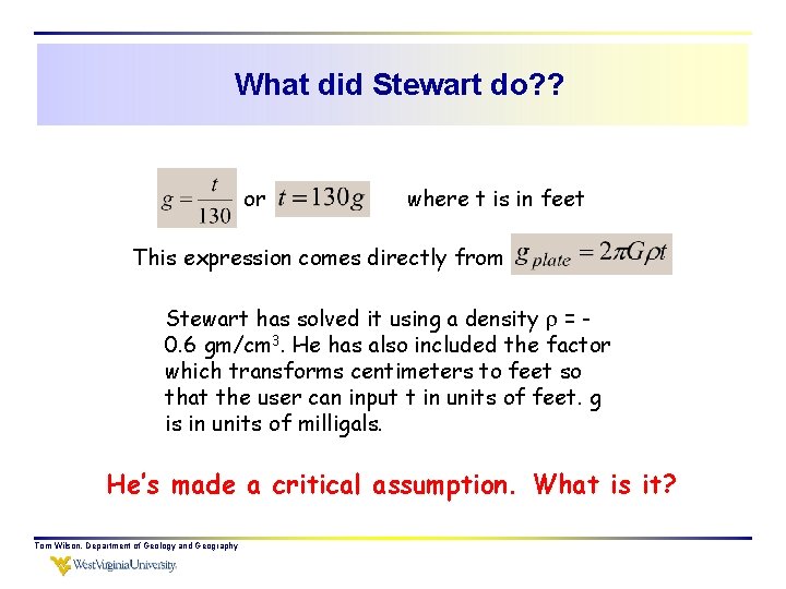 What did Stewart do? ? or where t is in feet This expression comes