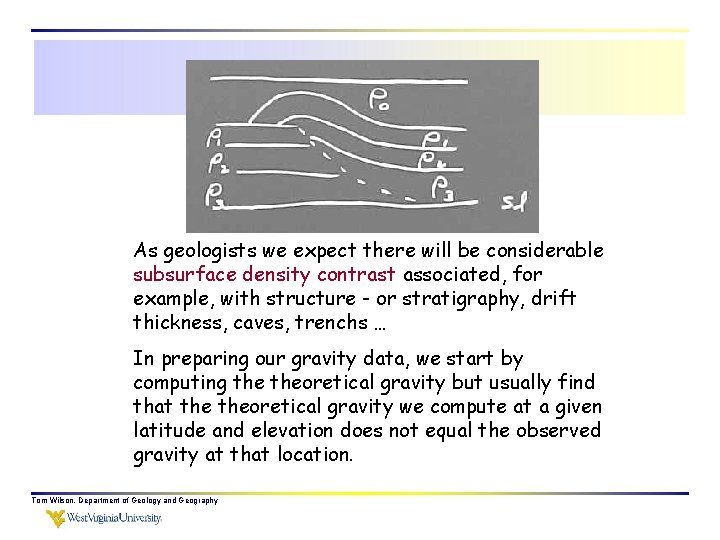 As geologists we expect there will be considerable subsurface density contrast associated, for example,