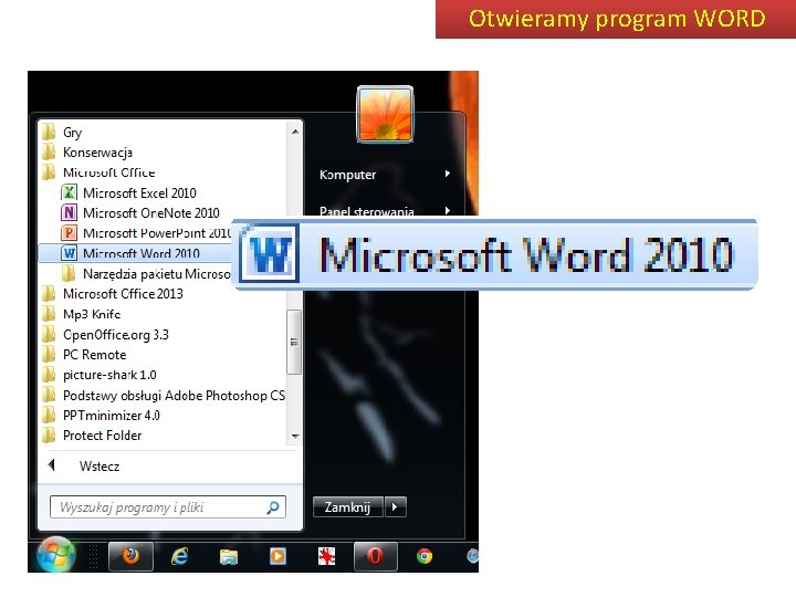 Otwieramy program WORD 