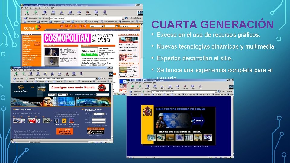 CUARTA GENERACIÓN • • Exceso en el uso de recursos gráficos. • • Expertos