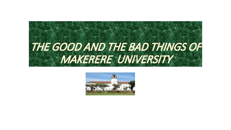 THE GOOD AND THE BAD THINGS OF MAKERERE UNIVERSITY 