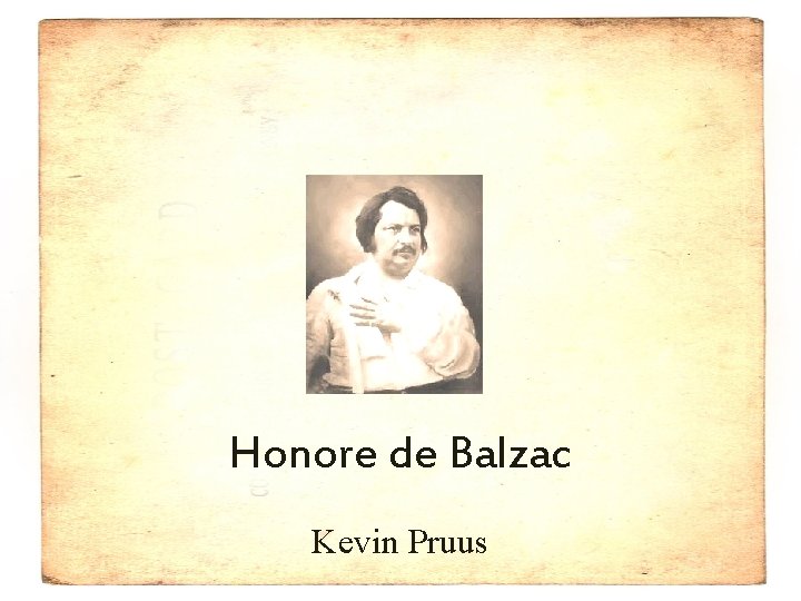 Honore de Balzac Kevin Pruus 