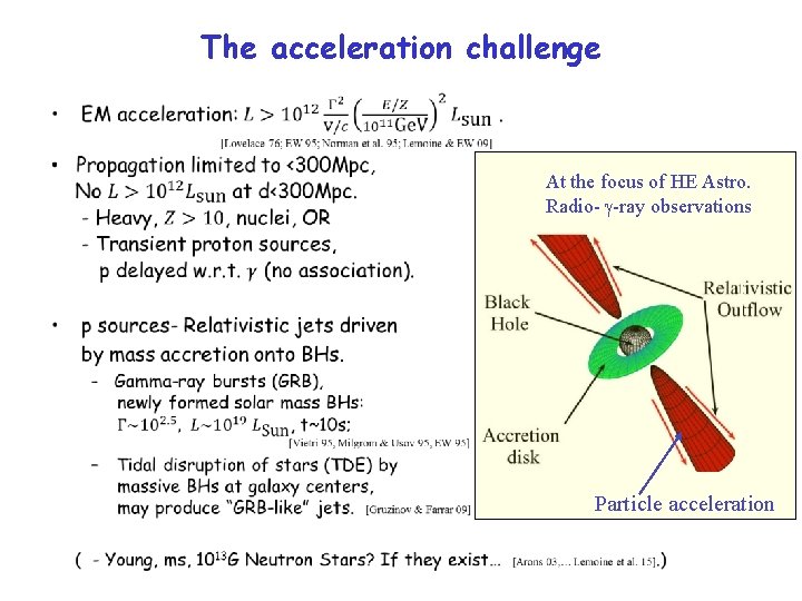 The acceleration challenge • At the focus of HE Astro. Radio- g-ray observations Particle