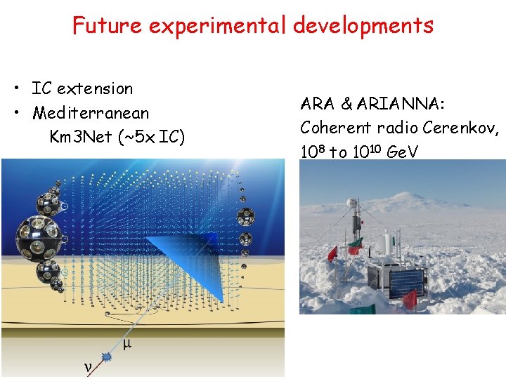 Future experimental developments • IC extension • Mediterranean Km 3 Net (~5 x IC)