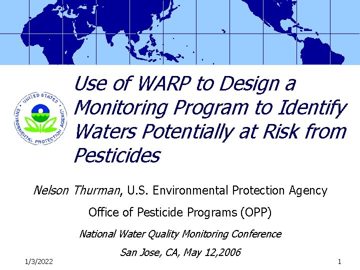 Use of WARP to Design a Monitoring Program to Identify Waters Potentially at Risk