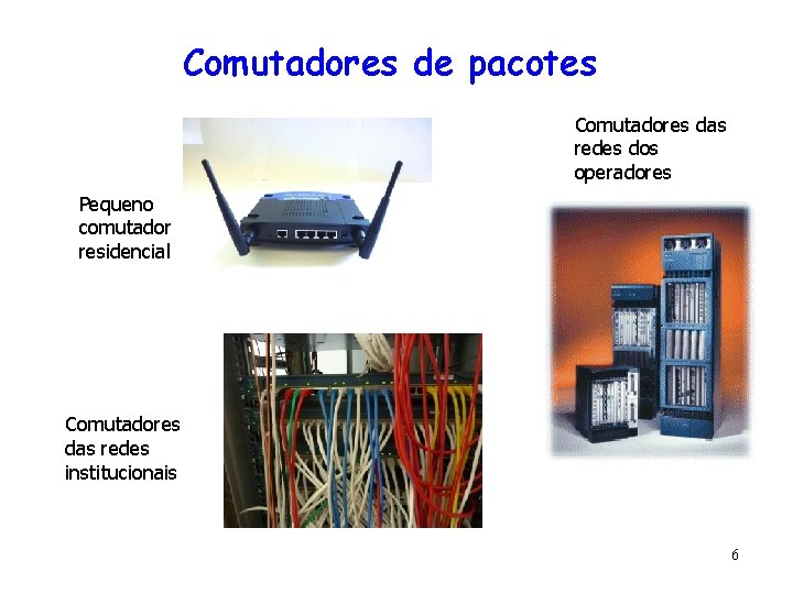 Comutadores de pacotes Comutadores das redes dos operadores Pequeno comutador residencial Comutadores das redes