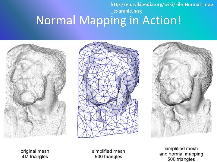 http: //en. wikipedia. org/wiki/File: Normal_map _example. png Normal Mapping in Action! 