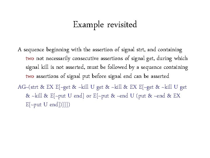 Example revisited A sequence beginning with the assertion of signal strt, and containing two Example revisited A sequence beginning with the assertion of signal strt, and containing two