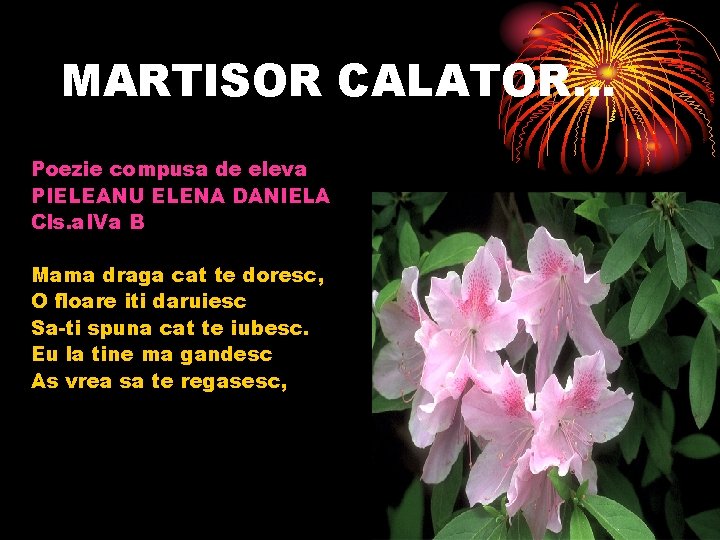MARTISOR CALATOR… Poezie compusa de eleva PIELEANU ELENA DANIELA Cls. a. IVa B Mama