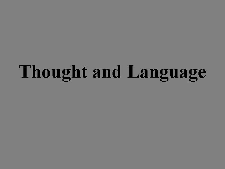 Thought and Language 