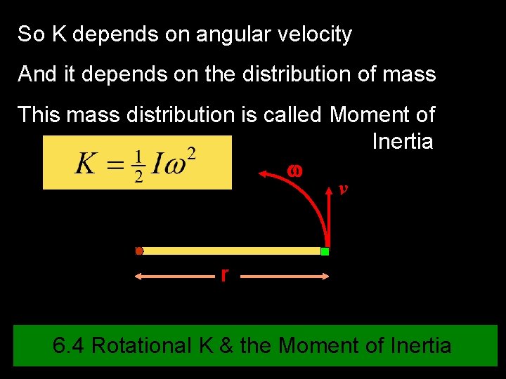 So K depends on angular velocity And it depends on the distribution of mass