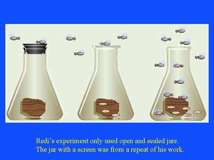 Redi’s experiment only used open and sealed jars. The jar with a screen was