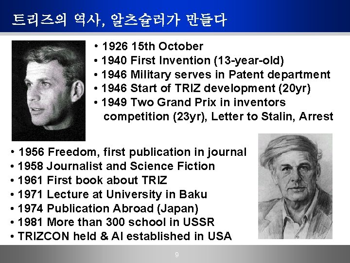 트리즈의 역사, 알츠슐러가 만들다 • 1926 15 th October • 1940 First Invention (13