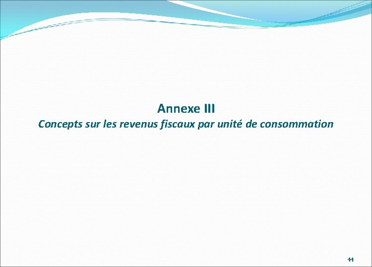 Annexe III Concepts sur les revenus fiscaux par unité de consommation 44 