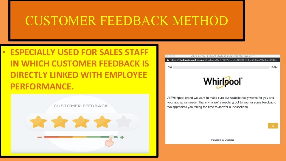 CUSTOMER FEEDBACK METHOD • ESPECIALLY USED FOR SALES STAFF IN WHICH CUSTOMER FEEDBACK IS