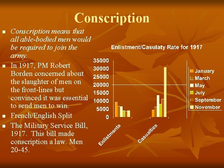 Conscription n n Conscription means that all able-bodied men would be required to join