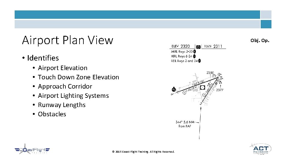 Airport Plan View • Identifies • • • Airport Elevation Touch Down Zone Elevation