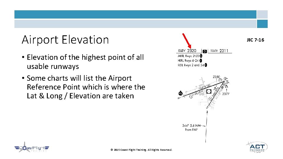 Airport Elevation JIC 7 -16 • Elevation of the highest point of all usable