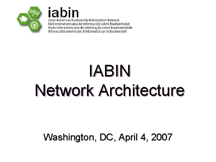 IABIN Network Architecture Washington, DC, April 4, 2007 