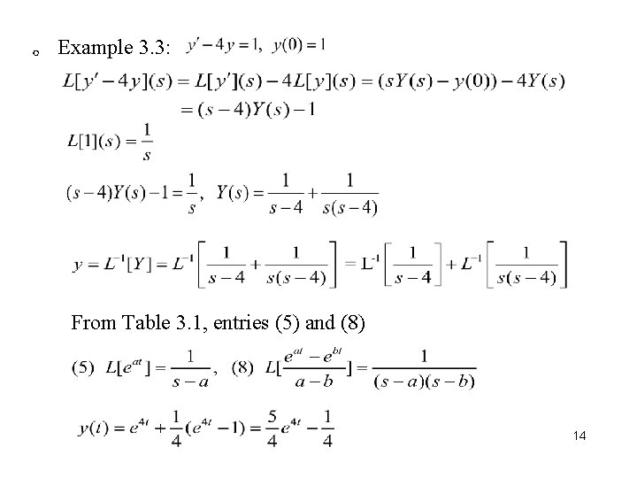 。 Example 3. 3: From Table 3. 1, entries (5) and (8) 14 。 Example 3. 3: From Table 3. 1, entries (5) and (8) 14