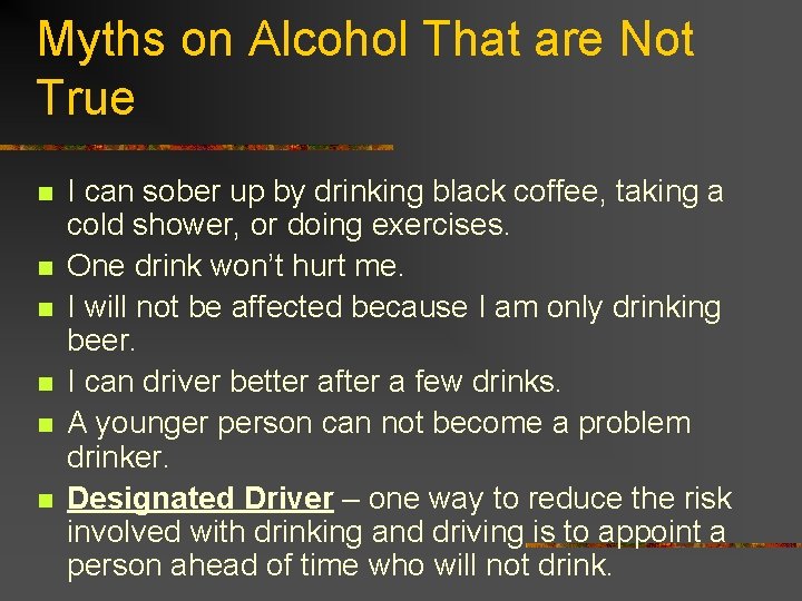 Myths on Alcohol That are Not True n n n I can sober up