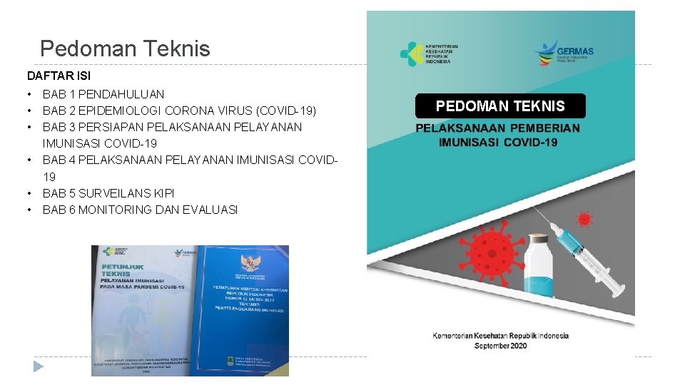 Pedoman Teknis DAFTAR ISI • • • BAB 1 PENDAHULUAN BAB 2 EPIDEMIOLOGI CORONA