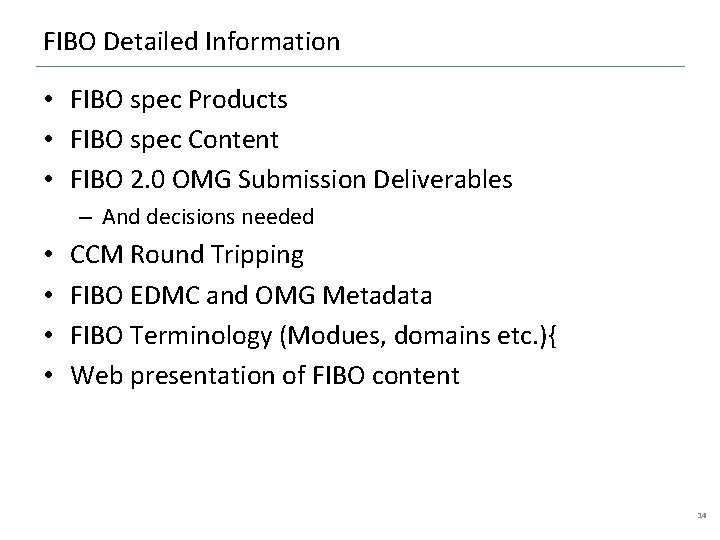 FIBO Detailed Information • FIBO spec Products • FIBO spec Content • FIBO 2.