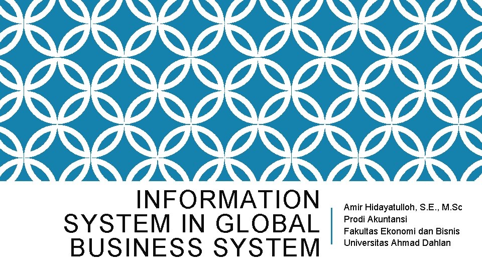 INFORMATION SYSTEM IN GLOBAL BUSINESS SYSTEM Amir Hidayatulloh, S. E. , M. Sc Prodi