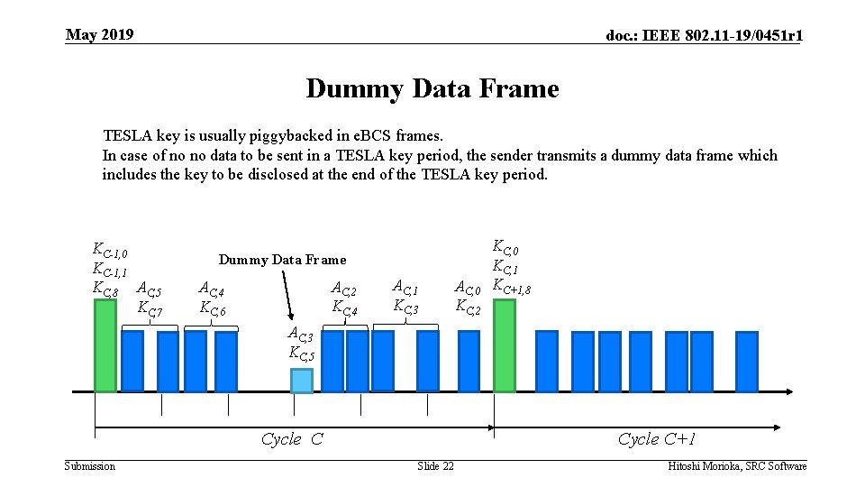 May 2019 doc. : IEEE 802. 11 -19/0451 r 1 Dummy Data Frame TESLA