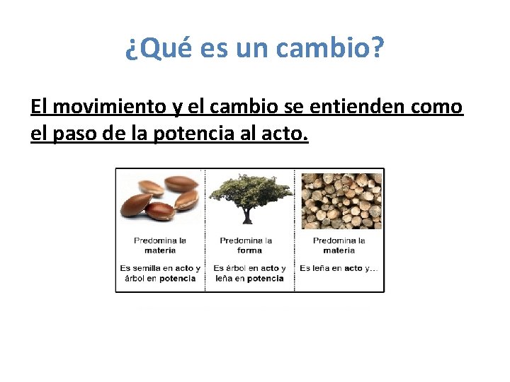 ¿Qué es un cambio? El movimiento y el cambio se entienden como el paso ¿Qué es un cambio? El movimiento y el cambio se entienden como el paso